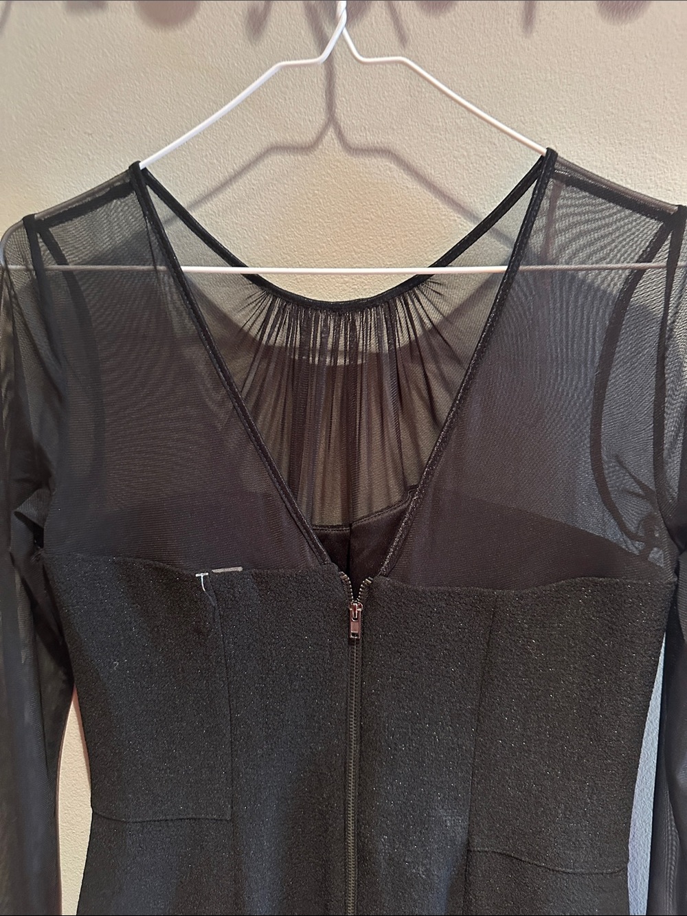 Maggy London Black Long-Sleeve Sheer-Top Cocktail Dress - Picture 4 of 6